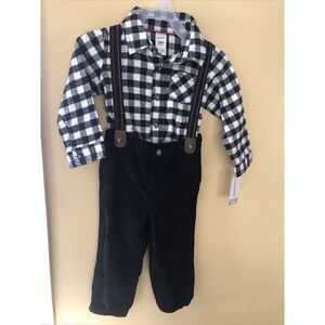 Carter's Boy's Cotton Checker Bodysuit Suspenders & Corduroy Pants Set 18 Months